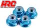 Preview: hrc1051bl Radmuttern - M4 nyloc geflanscht - Aluminium - Blau (4 Stk.)