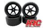 Preview: HRC61105S Reifen - 1/10 Buggy - montiert - Schwarz Felgen - 4WD Vorne & Hinten - 2.2'' - Stub Pattern (4 Stck)