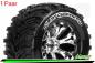 Preview: LR-T3226SCB Louise RC - MT-CYCLONE - 1-10 Monster Truck Tire Set - Mounted - Soft - Chrome 2.8 Wheels - BB - LR-T3226SCB