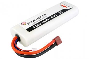 Lipo 7,4 Volt - 2S 7,4 Volt - 4000mAh - 45C - rund - / 801004