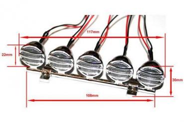 HRC8721 Lichtset - 1/10 oder Monster Truck - LED - JR Stecker - Dachleuchten oder Rammerleuchten Stange (Chrome teilen inklusive)