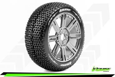 LR-T3104VBC Louise RC - B-TURBO - 1-8 Buggy --Inhalt: 2 Reifen-- Fertig Verklebt - Super Soft - Speichenfelgen Schwarz-Chrom - Hex 17mm - L-T3104VBC