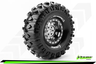 LR-T3233VBC Louise RC - CR-ROWDY - 1-10 Crawler --Inhalt: 2 Reifen-- Fertig Verklebt - Super Soft - Felgen 1.9 Schwarz-Chrom - Hex 12mm - L-T3233VBC