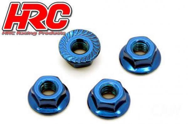 HRC1052BL Radmuttern - TSW Pro Racing - M4 serrated geflanscht - Stahl - Blau (4 Stk.)