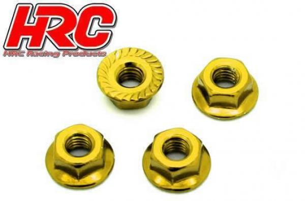 HRC1052GD Radmuttern - TSW Pro Racing - M4 serrated geflanscht - Stahl - Gold (4 Stk.)