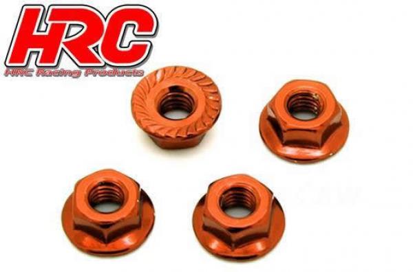 HRC1052OR Radmuttern - TSW Pro Racing - M4 serrated geflanscht - Stahl - Orange (4 Stk.)