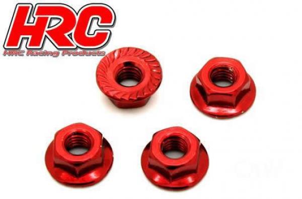 HRC1052RE Radmuttern - TSW Pro Racing - M4 serrated geflanscht - Stahl - Rot (4 Stk.)