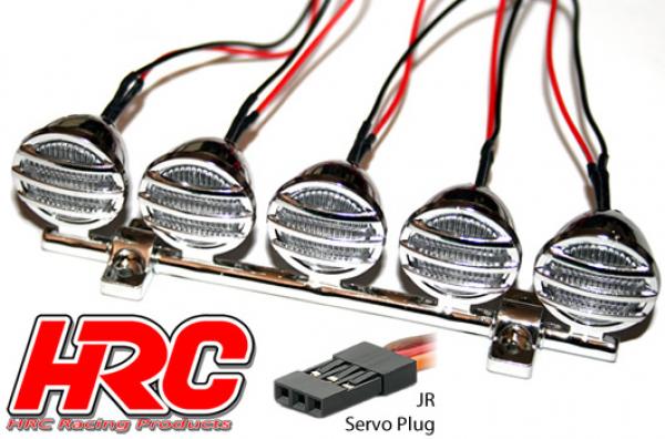 HRC8721 Lichtset - 1/10 oder Monster Truck - LED - JR Stecker - Dachleuchten oder Rammerleuchten Stange (Chrome teilen inklusive)