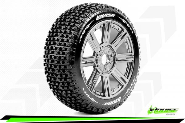 LR-T3126VBC Louise RC - B-PIRATE - 1-8 Buggy --Inhalt: 2 Reifen-- Fertig Verklebt - Super Soft - Speichenfelgen Schwarz-Chrom - Hex 17mm - L-T3126VBC