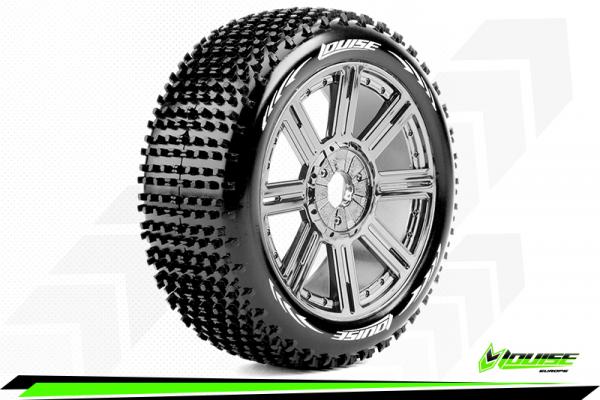 LR-T3150VBC Louise RC - B-HORNET - 1-8 Buggy --Inhalt: 2 Reifen-- Fertig Verklebt - Super Soft - Speichenfelgen Schwarz-Chrom - Hex 17mm - L-T3150VBC