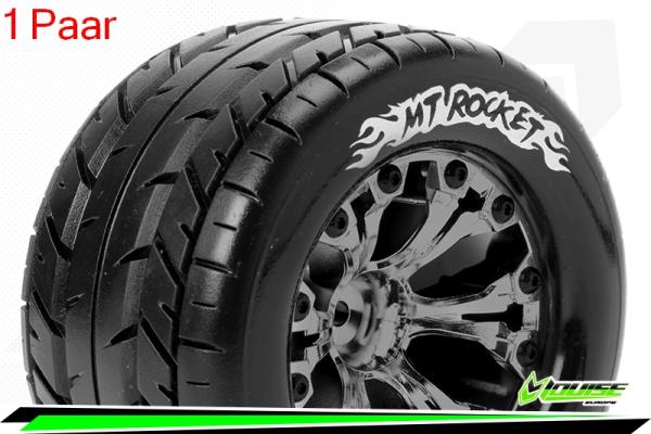 LR-T3201SBCM Louise RC - MT-ROCKET - 1-10 Monster Truck --Inhalt: 2 Reifen-- Fertig Verklebt - Sport - Felgen 2.8 Schwarz-Chrom - Hex 14mm - L-T3201SBCM