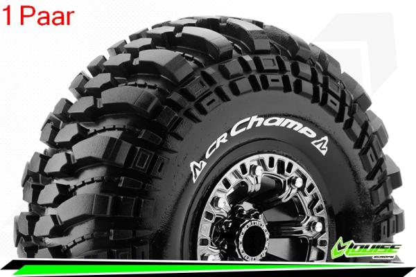 LR-T3236VBC Louise RC - CR-CHAMP - 1-10 Crawler --Inhalt: 2 Reifen-- Fertig Verklebt - Super Soft - Felgen 2.2 Schwarz-Chrom - Hex 12mm - L-T3236VBC