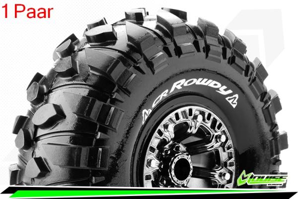 LR-T3238VBC Louise RC - CR-ROWDY - 1-10 Crawler --Inhalt: 2 Reifen-- Fertig Verklebt - Super Soft - Felgen 2.2 Schwarz-Chrom - Hex 12mm - L-T3238VBC