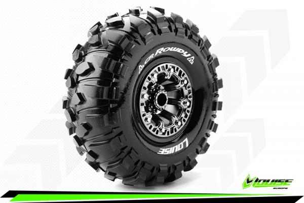 LR-T3238VBC Louise RC - CR-ROWDY - 1-10 Crawler --Inhalt: 2 Reifen-- Fertig Verklebt - Super Soft - Felgen 2.2 Schwarz-Chrom - Hex 12mm - L-T3238VBC