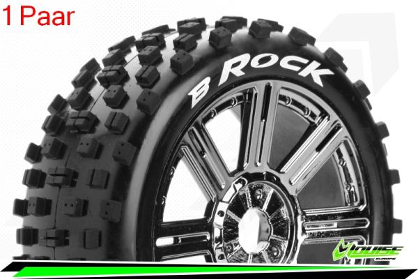 LR-T3270SBC Louise RC - B-ROCK - 1-8 Buggy --Inhalt: 2 Reifen-- Fertig Verklebt - Soft - Speichenfelgen Schwarz-Chrom - Hex 17mm - L-T3270SBC