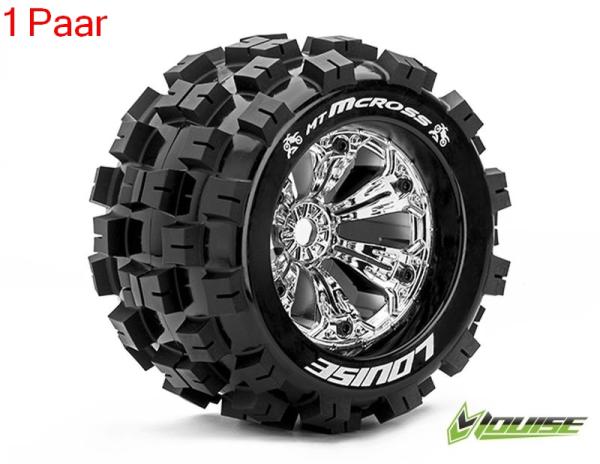 LR-T3276C Louise RC - MT-MCROSS - 1-8 Monster Truck --Inhalt: 2 Reifen-- Fertig Verklebt - Sport - Felgen 3.8 Chrom - 0-Offset - Hex 17mm - L-T3276C