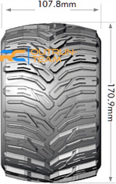 LR-T3220C Louise RC - MT-CYCLONE - 1-8 Monster Truck --Inhalt: 2 Reifen-- Fertig Verklebt - Sport - Felgen 3.8 Chrom - 0-Offset - Hex 17mm - L-T3220C