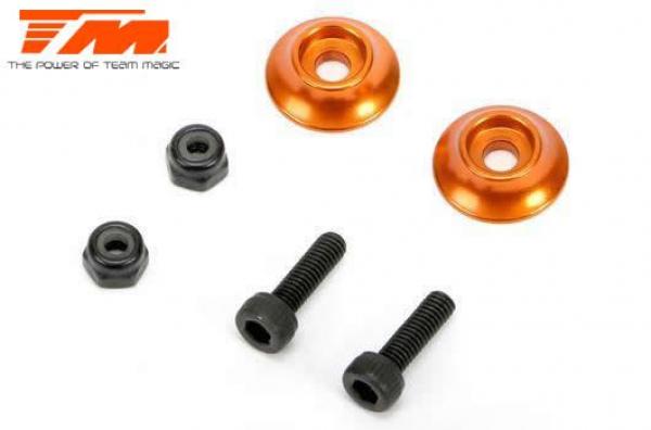 TM510185AO Ersatzteil - Team Magic E5 - Aluminium Rear Wing Buttons - Orange (2 pcs)