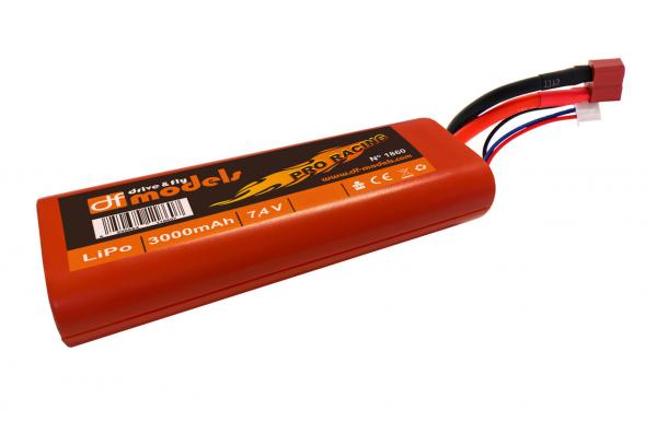 DF1860 Lipo 7,4 Volt - 2S 7,4 Volt - 3000mAh - 45C - rund